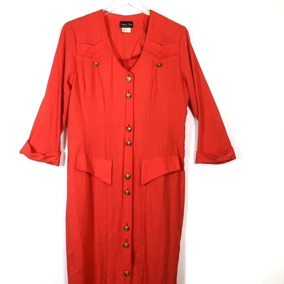 Stuart Alan Vintage Button Up Red Dress - Picture 1 of 12
